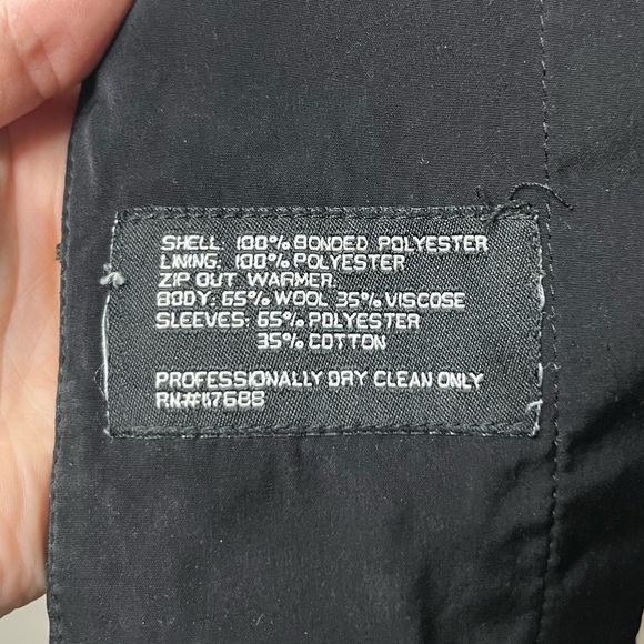 BARNEY’S NEW YORK Wool Blend Zip In Liner Fall Rain Black Jacket Coat - Picture 6 of 9